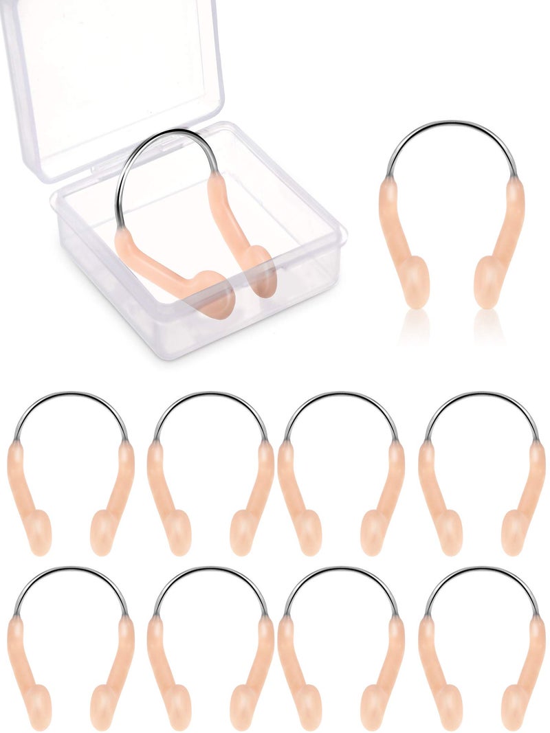 Pelopy 10 Pieces Silicone Nose Plugs Swimming Nose Clips Training Swimmer Protector with Steel for Adults Competition Using(Adult Size) - Image 1